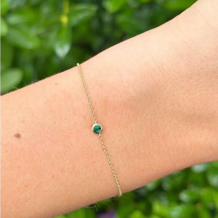 Single Emerald Bezel Bracelet